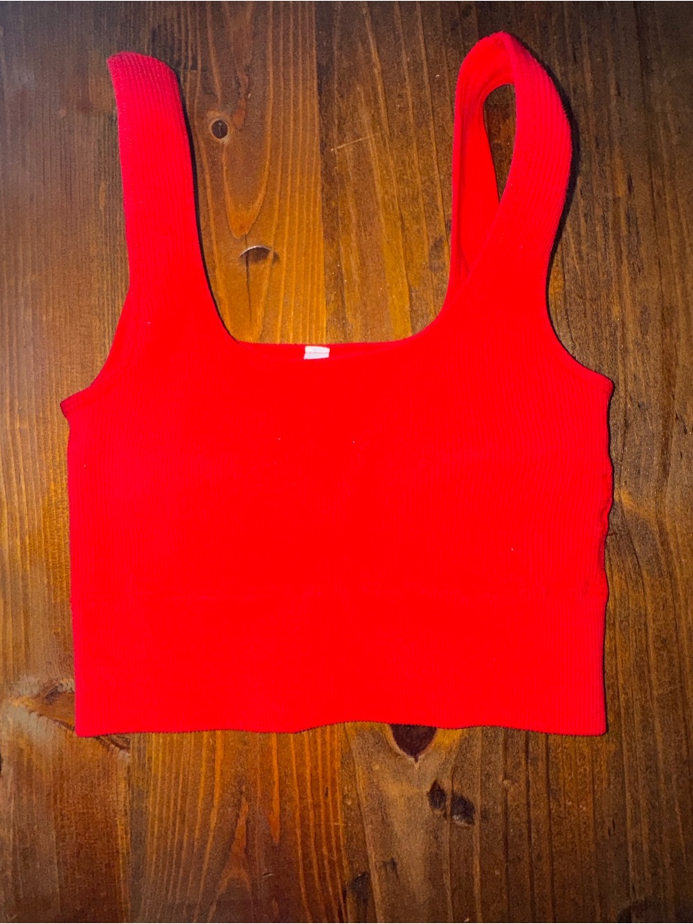 Zenana Outfitters Bright Red Ribbed Square-Neck Crop Tank